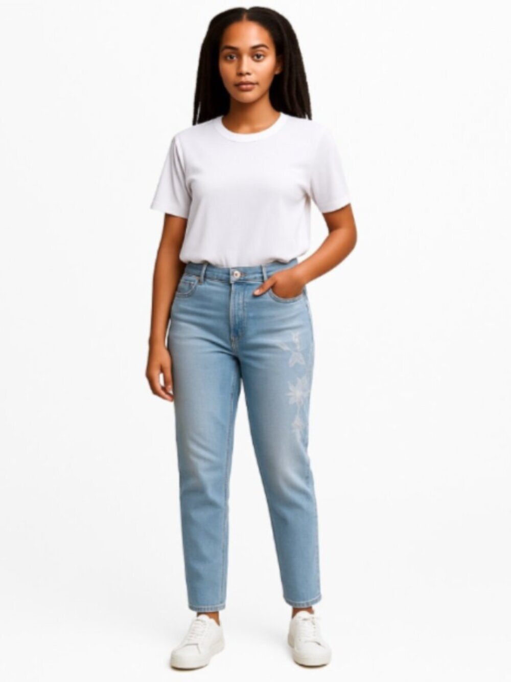 Joe's The Icon XS Mid Rise Skinny Crop Light Blue Jeans White Floral Embroidery